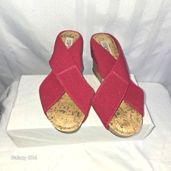 Spritz Shoes - Esprit Women's Cork Wedge Sandals, Size 7.5 M Raspberry Pink